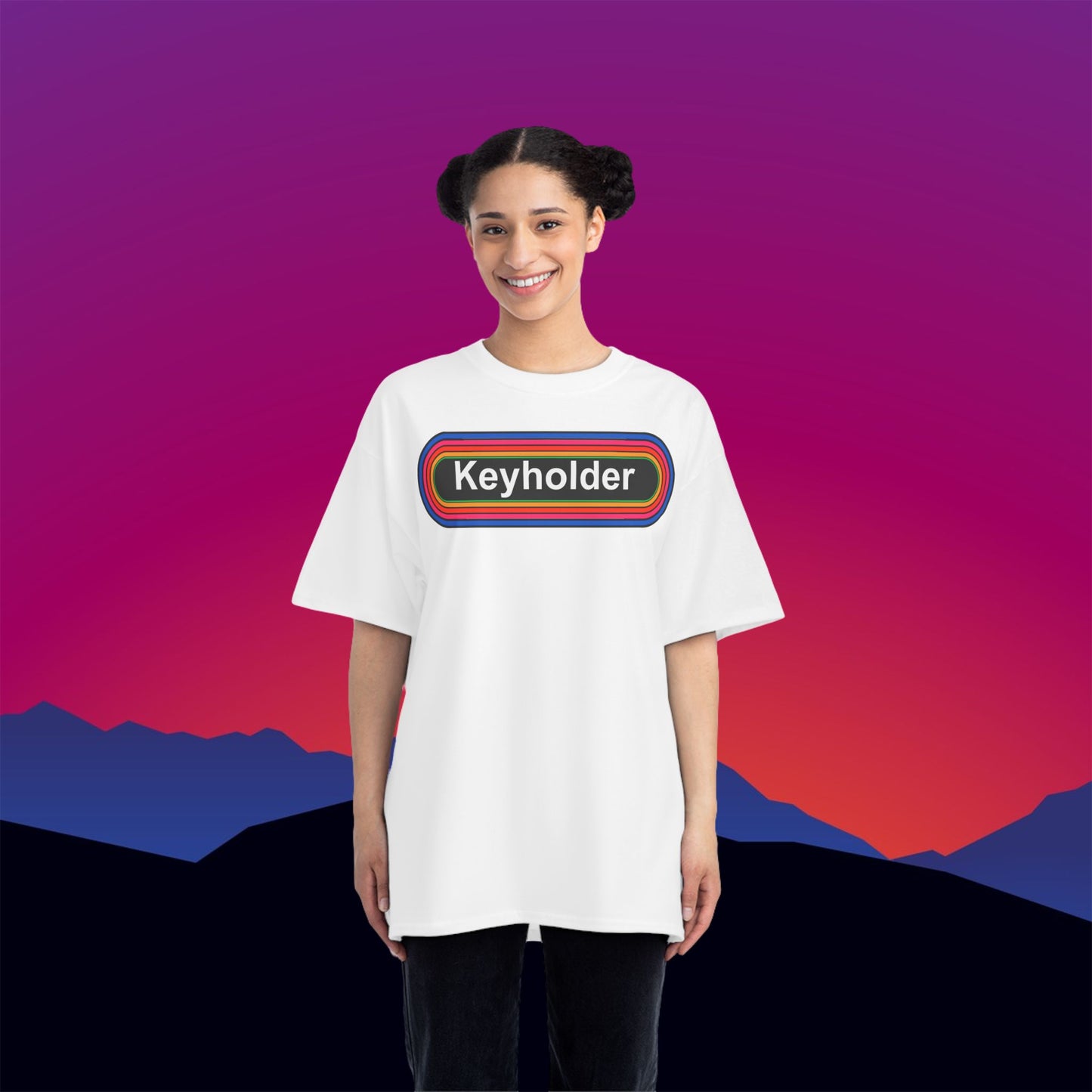 Keyholder Rainbow T-Shirt: (Hanes Beefy-T 100% Preshrunk Cotton Custom Printed by TheGlassyLass.com