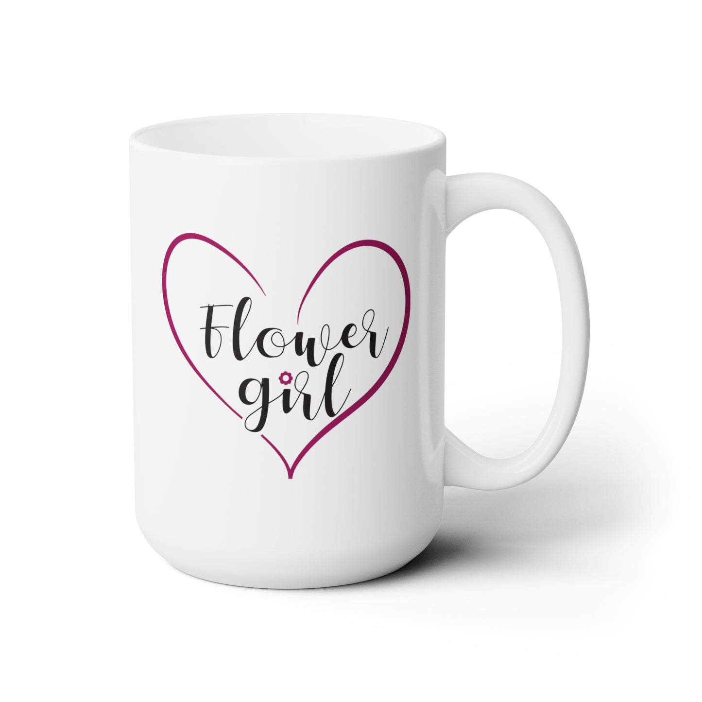 Flower Girl Hot Cocoa Mug - Double Sided White Ceramic 15oz - by TheGlassyLass.com
