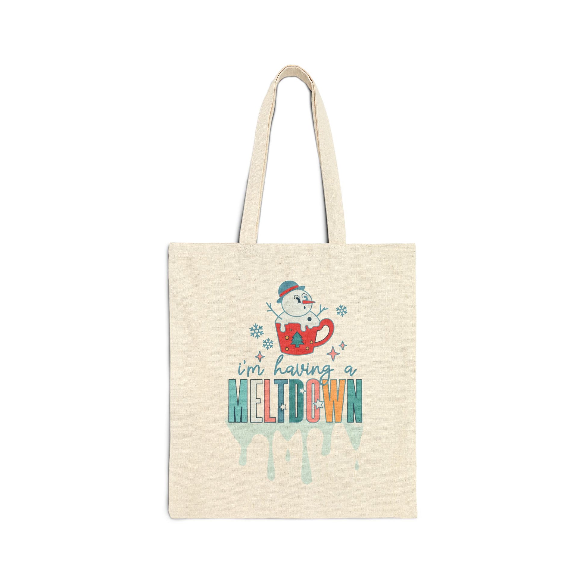 Having a Meltdown Snowman Christmas Tote Bag - Heavyweight 100% Cotton Canvas by TheGlassyLass.com