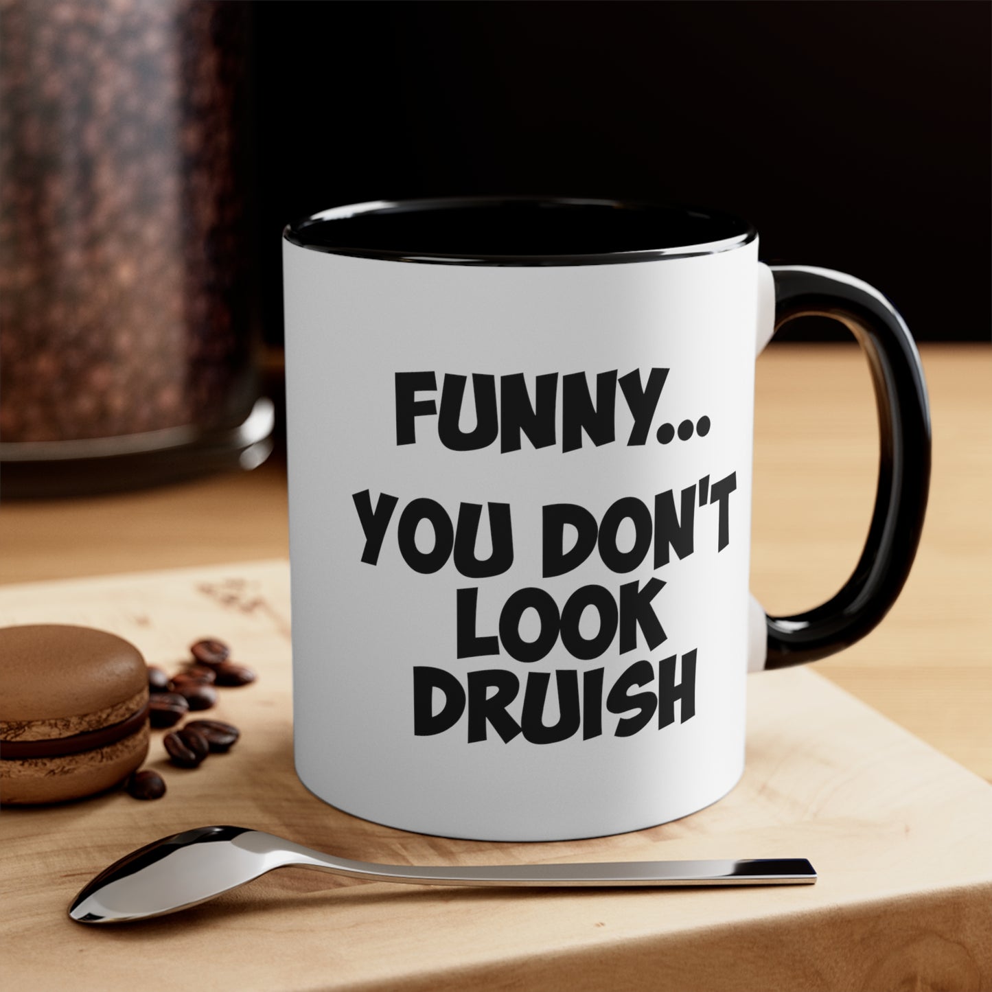 Druish Princess Coffee Mug - Double Sided Black Accent White Ceramic 11oz by TheGlassyLass.com