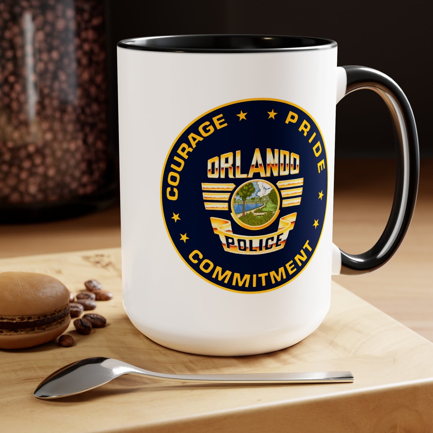 Orlando Police Coffee Mug - Double Sided Black Accent White Ceramic 15oz by TheGlassyLass.com