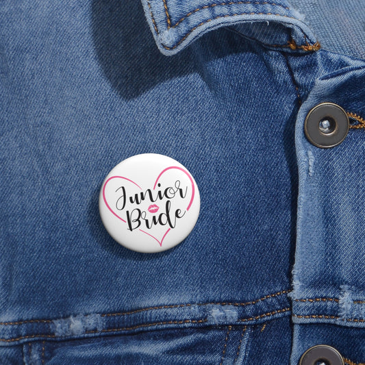 Junior Bride Button Pin 1.25" Round | Wedding Party Design by TheGlassyLass.com