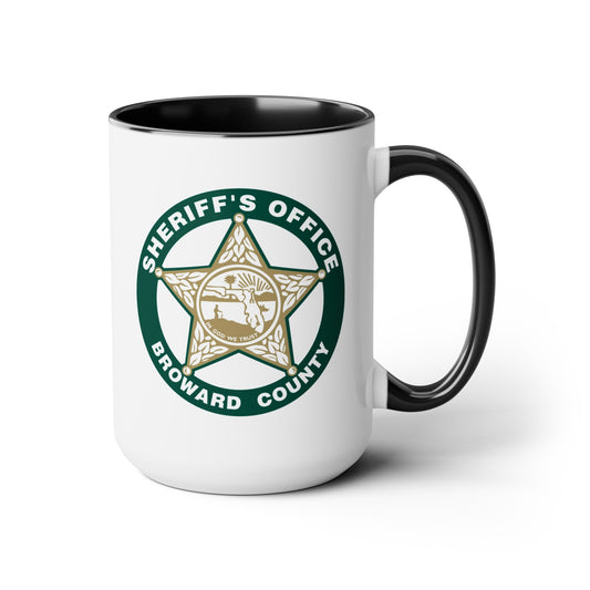 Broward County Sheriff Coffee Mugs - Double Sided Black Accent White Ceramic 15oz by TheGlassyLass.com