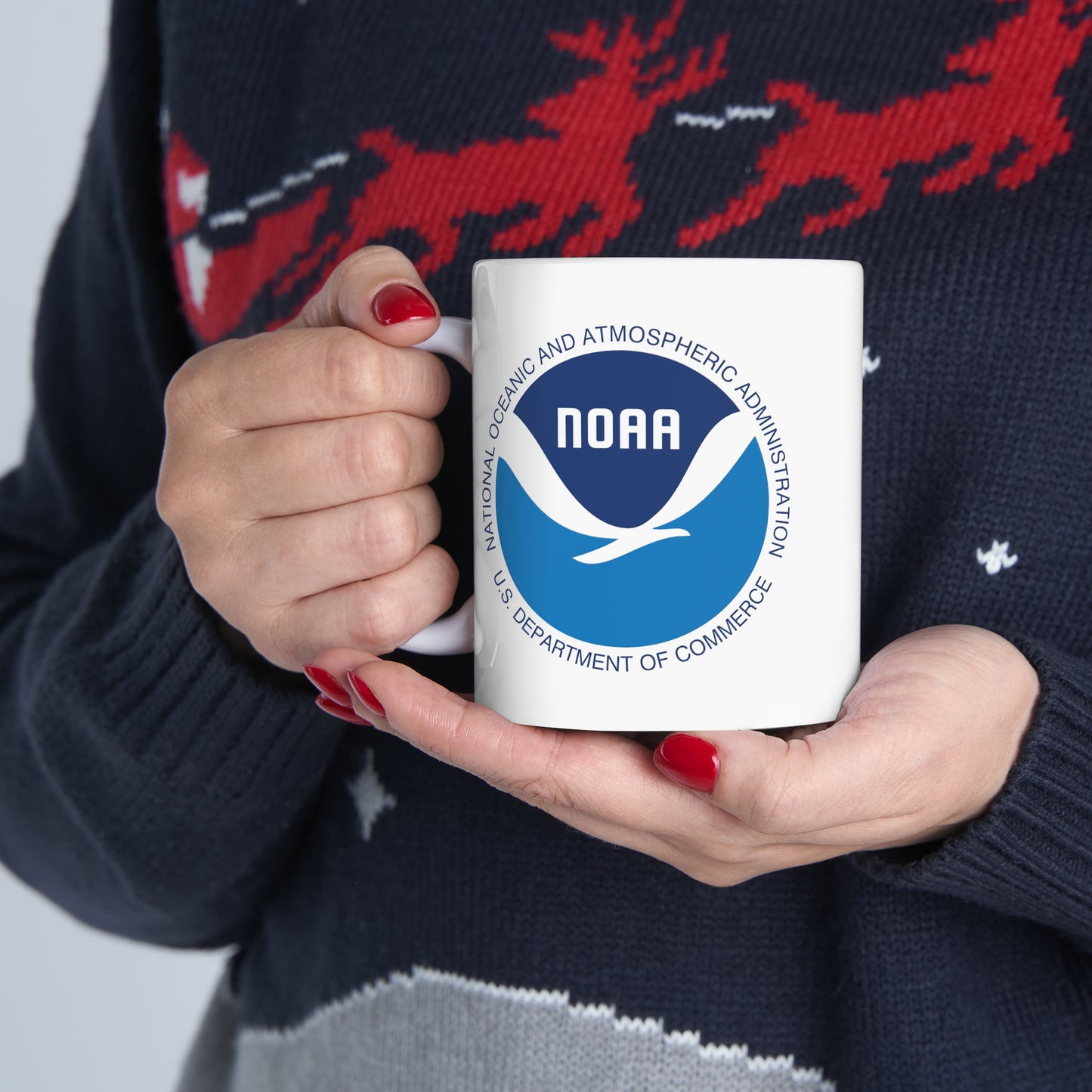 NOAA Logo Coffee Mug - Double Sided White Ceramic 11oz by TheGlassyLass.com