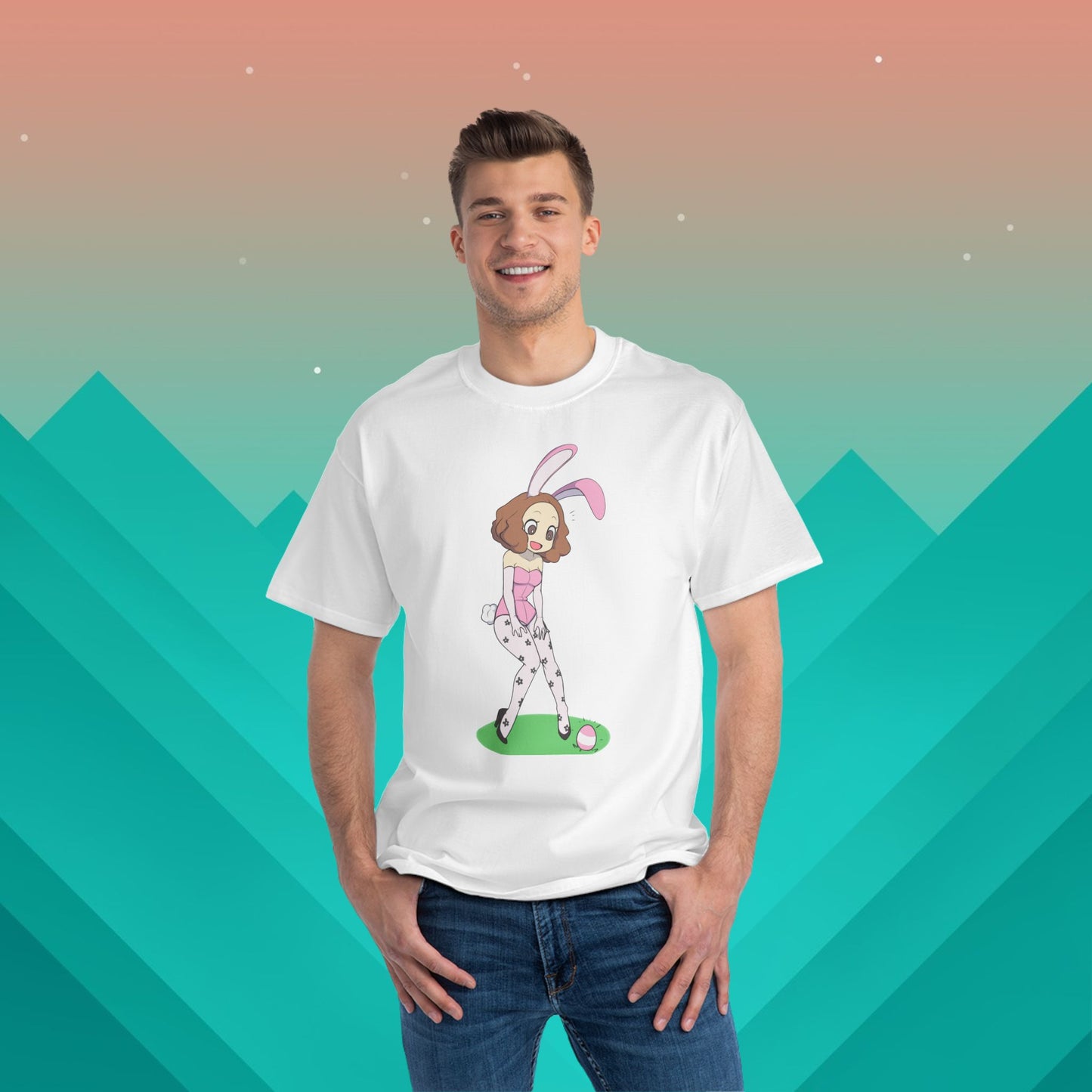 Easter Egg Hunt T-Shirt: (Hanes Beefy-T 100% Preshrunk Cotton Custom Printed by TheGlassyLass.com