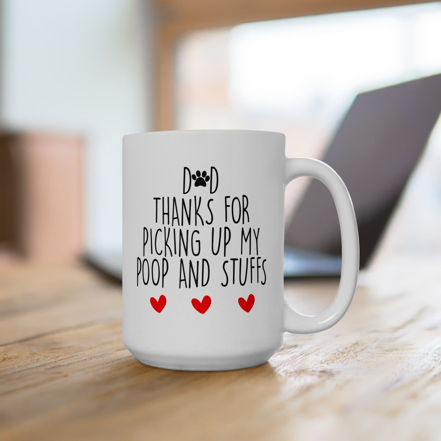 Dog Poop Coffee Mug - Double Sided White Ceramic 15oz by TheGlassyLass.com