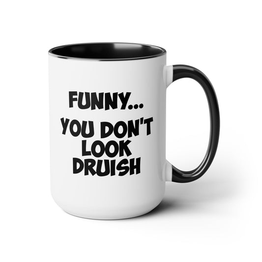 Druish Princess Coffee Mug - Double Sided Black Accent White Ceramic 15oz by TheGlassyLass.com