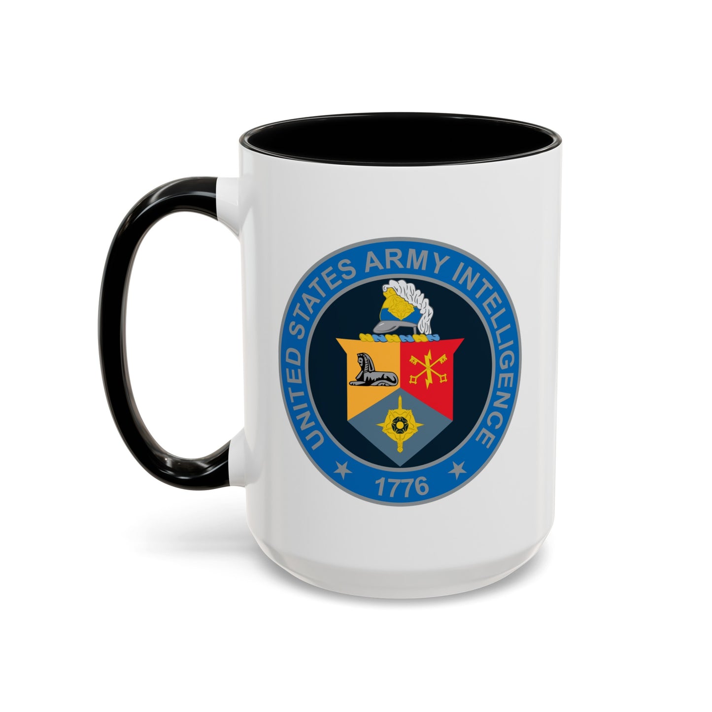 United States Army Intelligence Coffee Mug - Double Sided Black Accent White Ceramic 15oz by TheGlassyLass.com