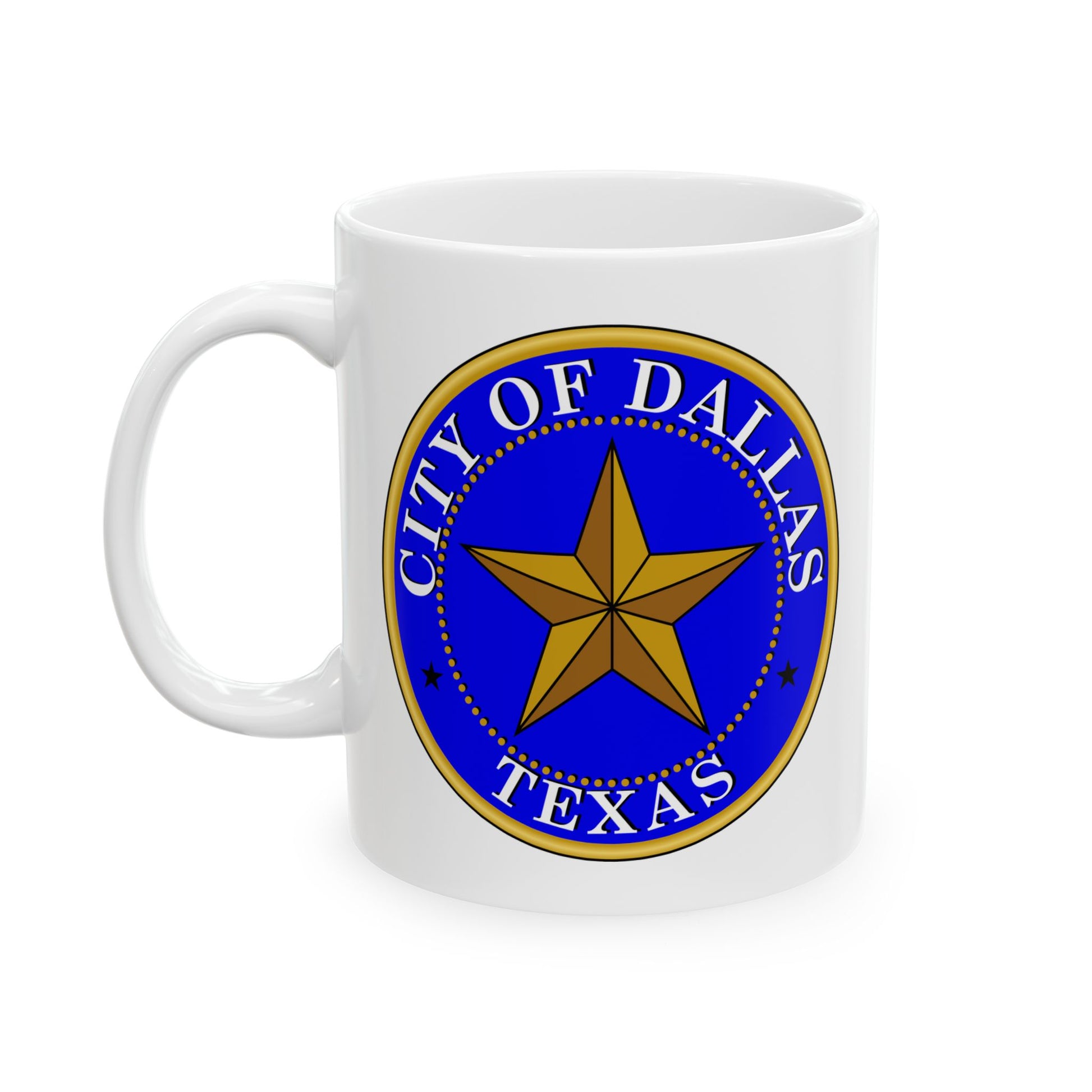 City of Dallas Coffee Mug - Double Sided Print, White Ceramic, 11oz by TheGlassyLass.com