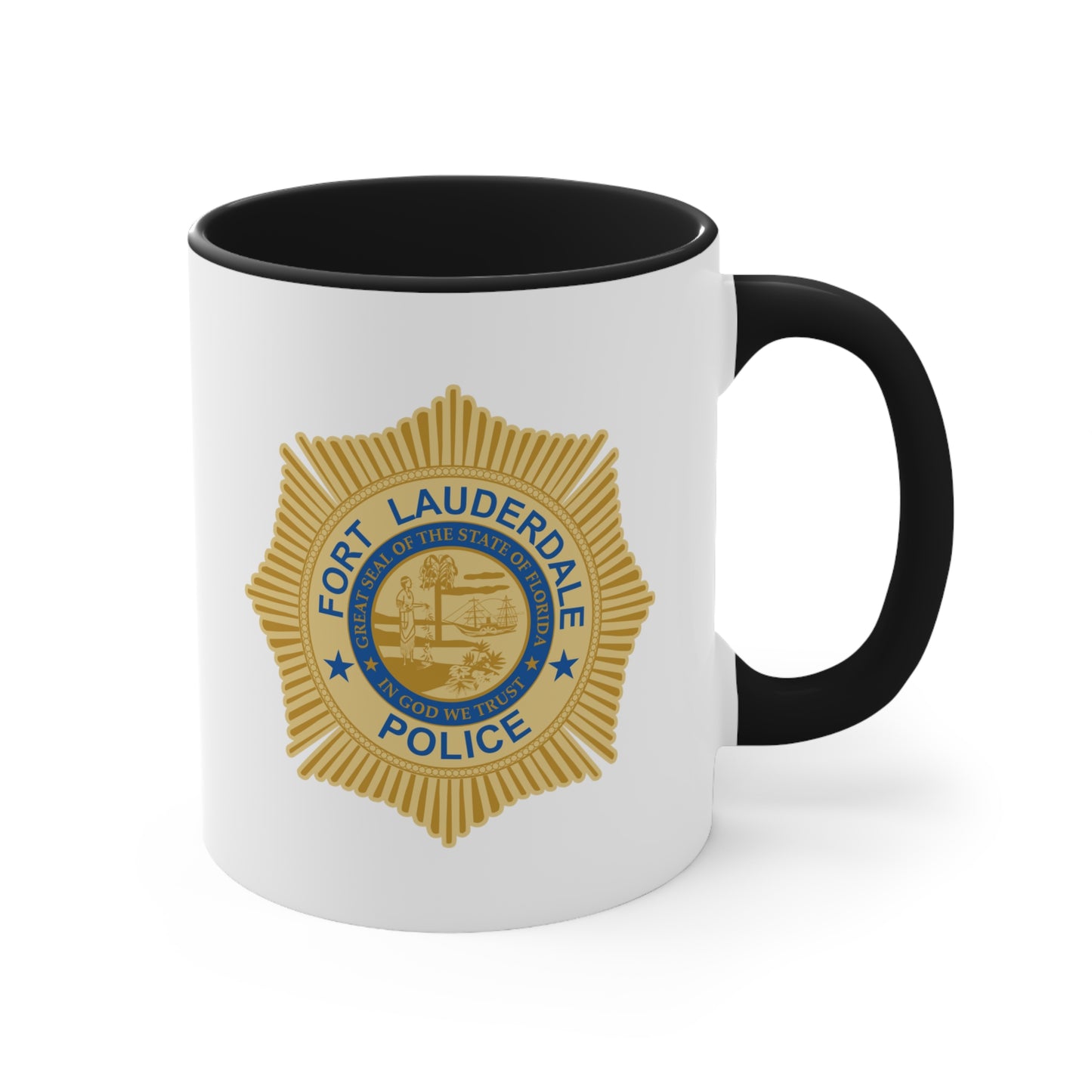 Fort Lauderdale Police Coffee Mug - Double Sided Black Accent White Ceramic 11oz by TheGlassyLass.com