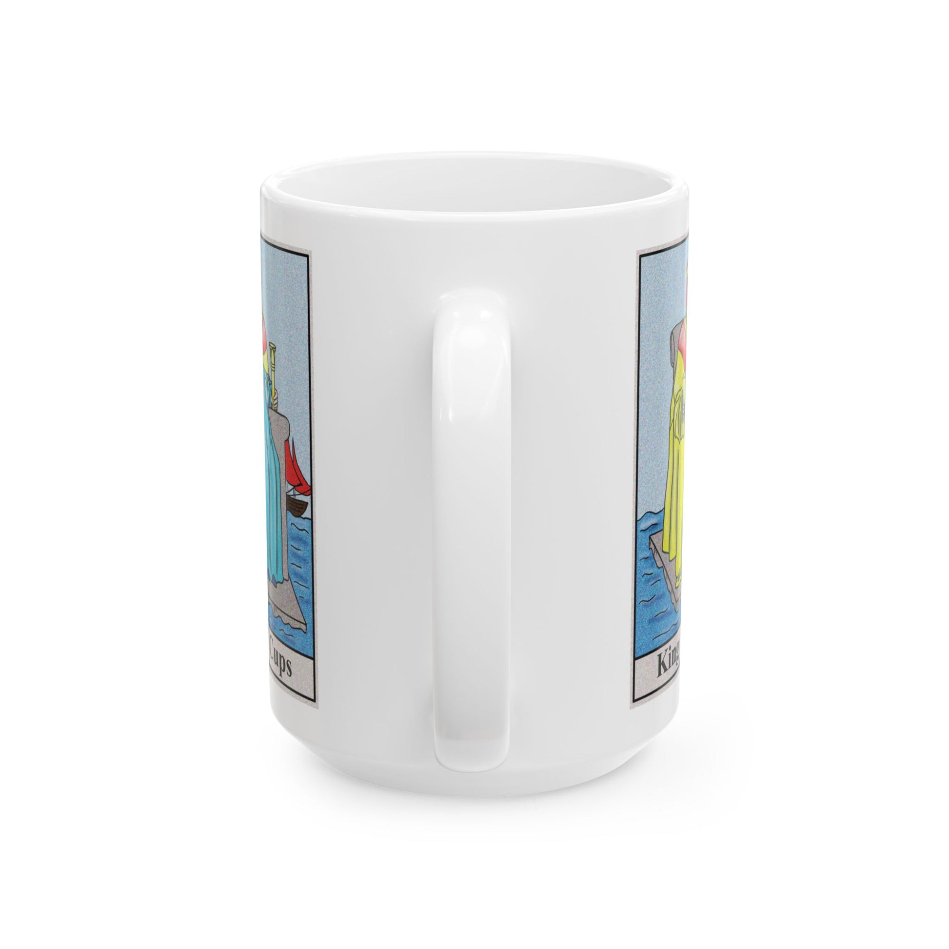 King of Cups Tarot Card Coffee Mug - Double Sided White Ceramic 15oz by TheGlassyLass.com