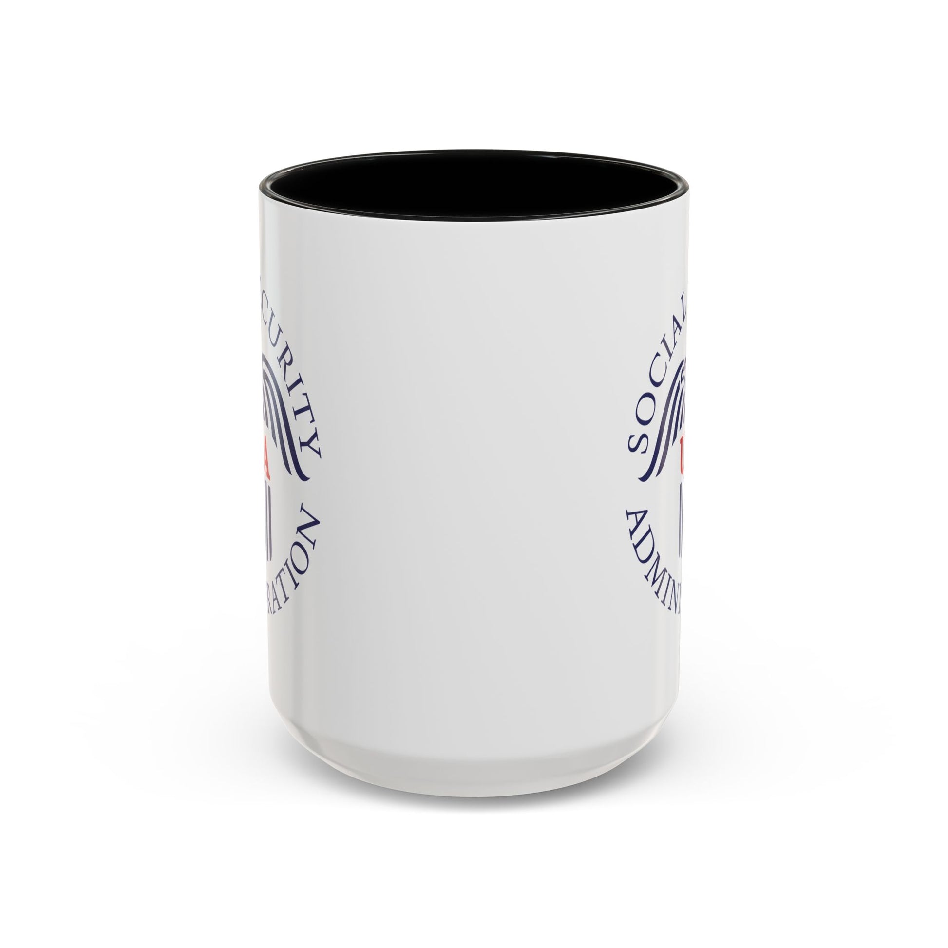 Social Security Administration Seal Coffee Mug - Double Sided Print, Black Accent White Ceramic, 15oz by TheGlassyLass.com