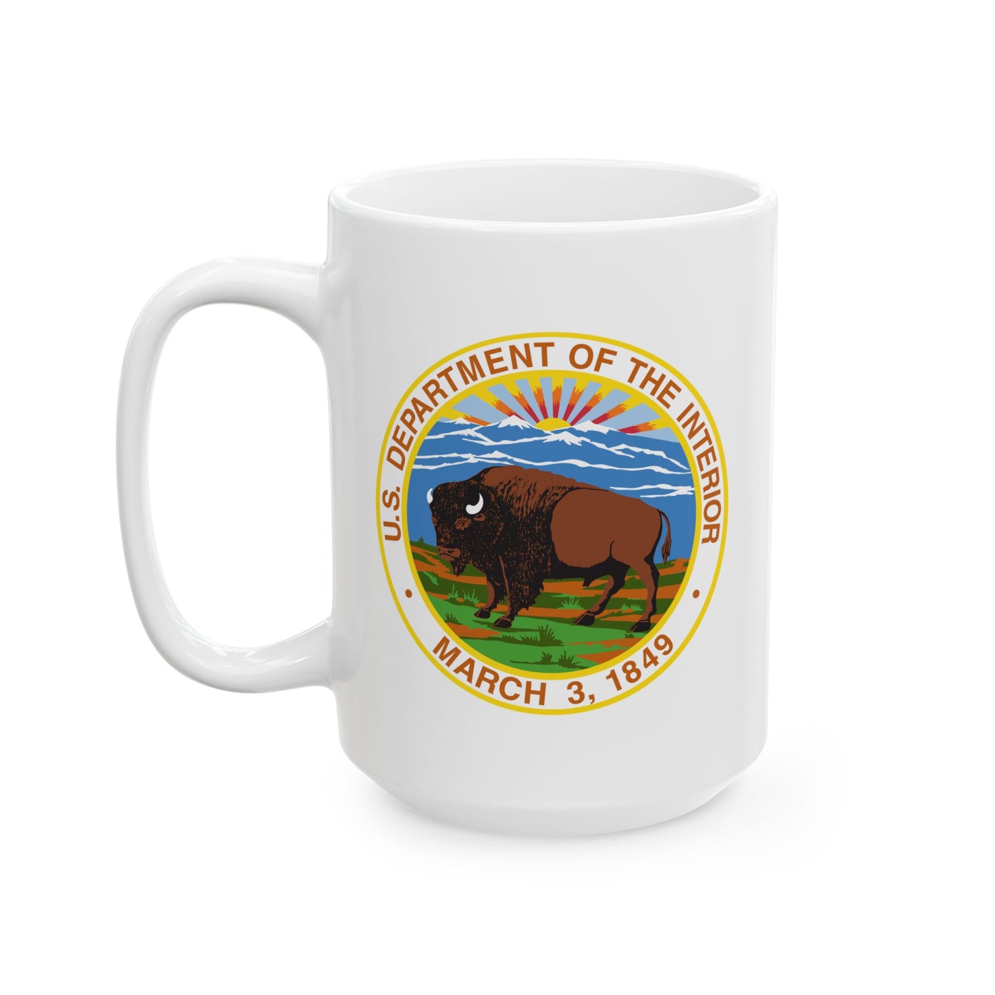 US Department of the Interior Coffee Mug - Double Sided Print, White Ceramic, 15oz by TheGlassyLass.com