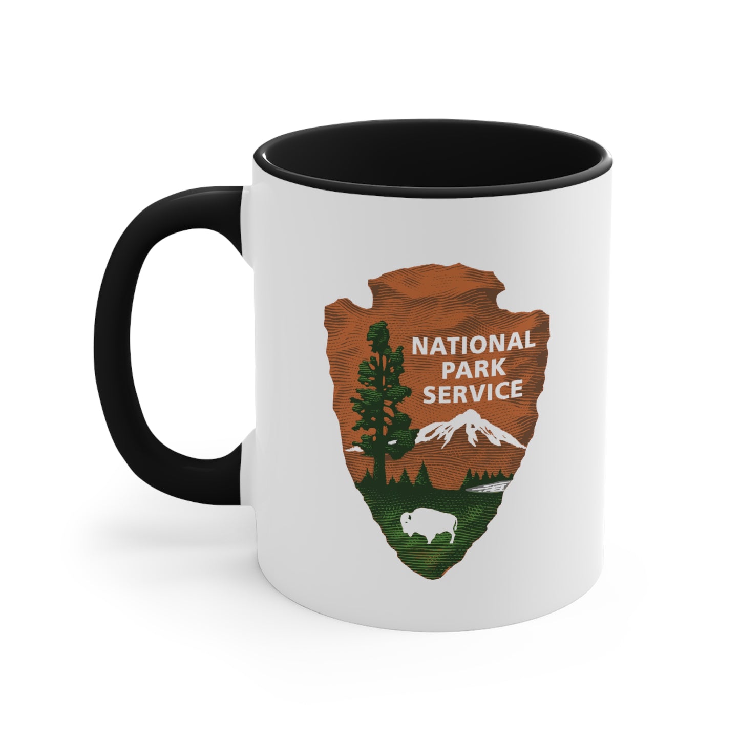 National Park Service Coffee Mugs - Double Sided Black Accent White Ceramic 11oz by TheGlassyLass