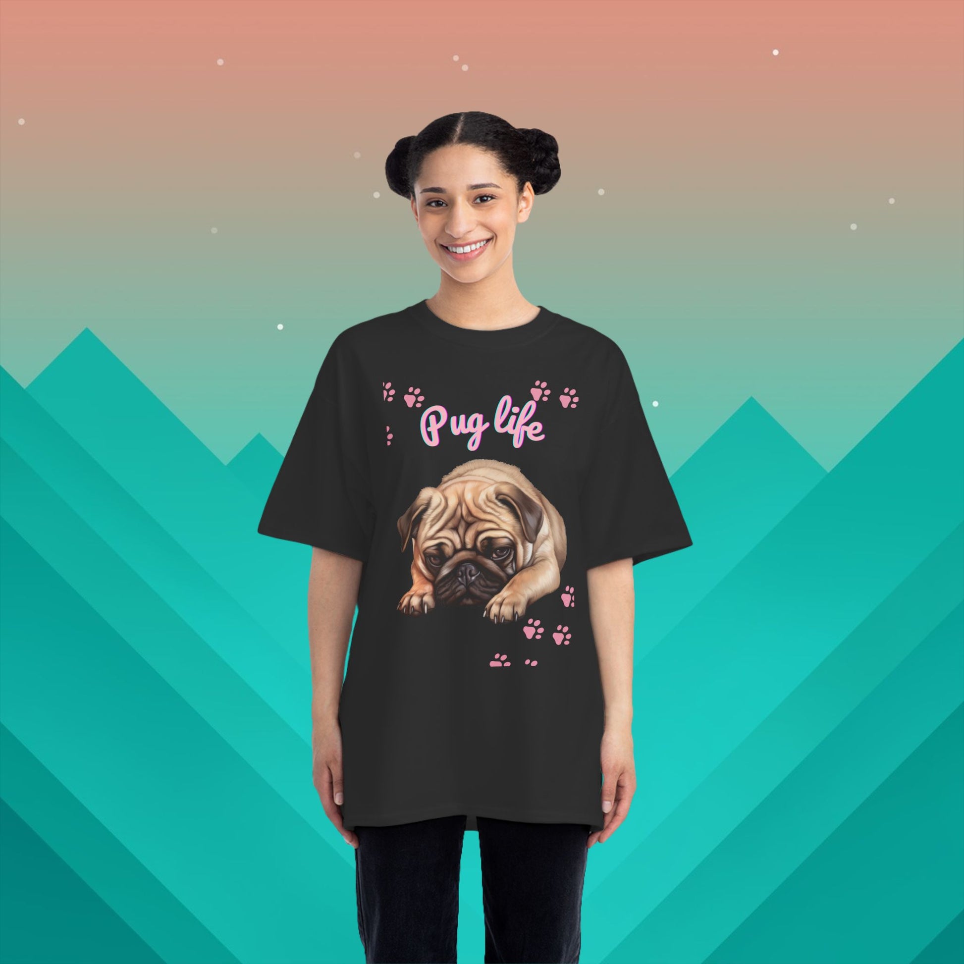 Pug Life T-Shirt: (Hanes Beefy-T 100% Preshrunk Cotton Custom Printed by TheGlassyLass.com