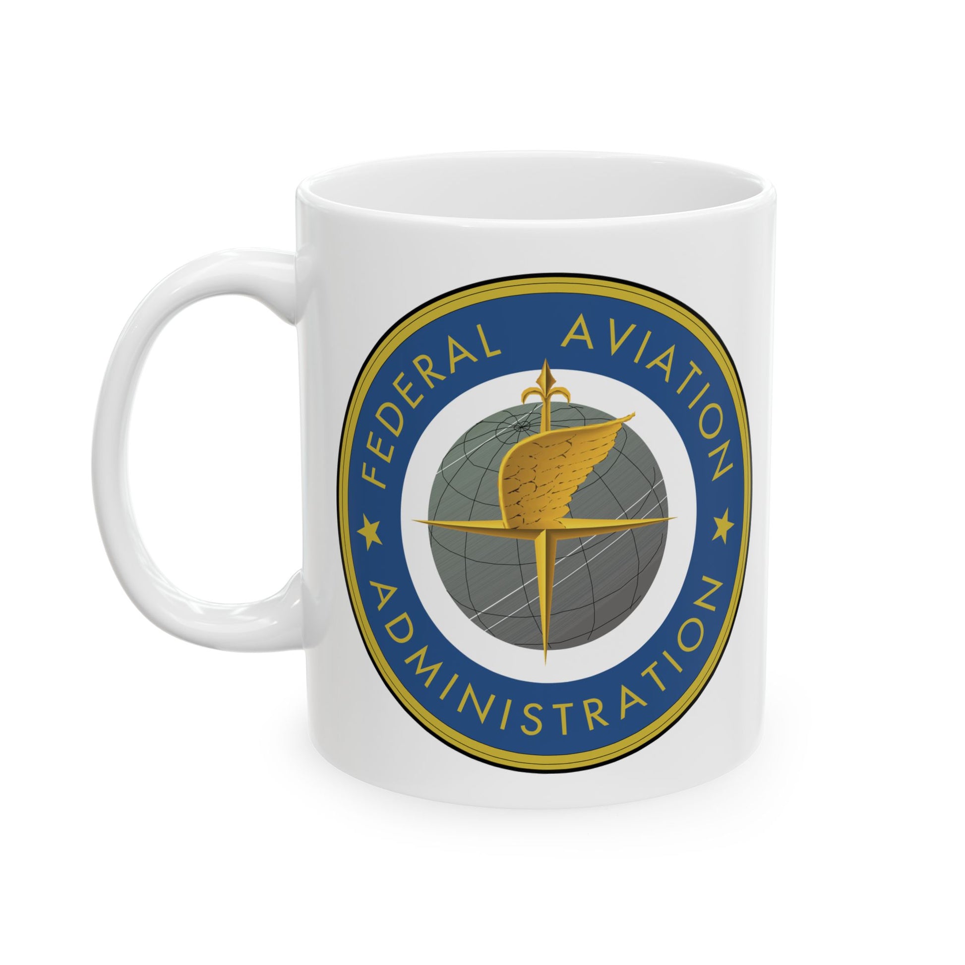 Federal Aviation Administration (FAA) Coffee Mug - Double Sided Print, White Ceramic, 11oz by TheGlassyLass.com