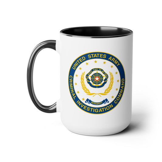 Army CIC Seal Coffee Mug - Double Sided Black Accent White Ceramic 15oz by TheGlassyLass