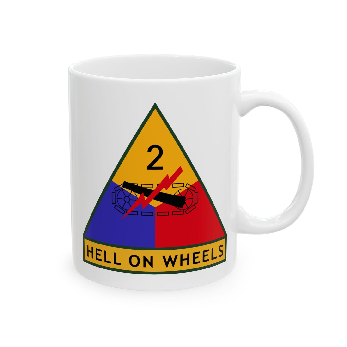 US Army 2nd Armored Division Insignia - Double Sided White Ceramic Coffee Mug 11oz by TheGlassyLass.com