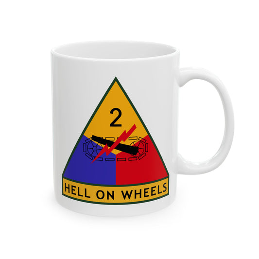 US Army 2nd Armored Division Insignia - Double Sided White Ceramic Coffee Mug 11oz by TheGlassyLass.com