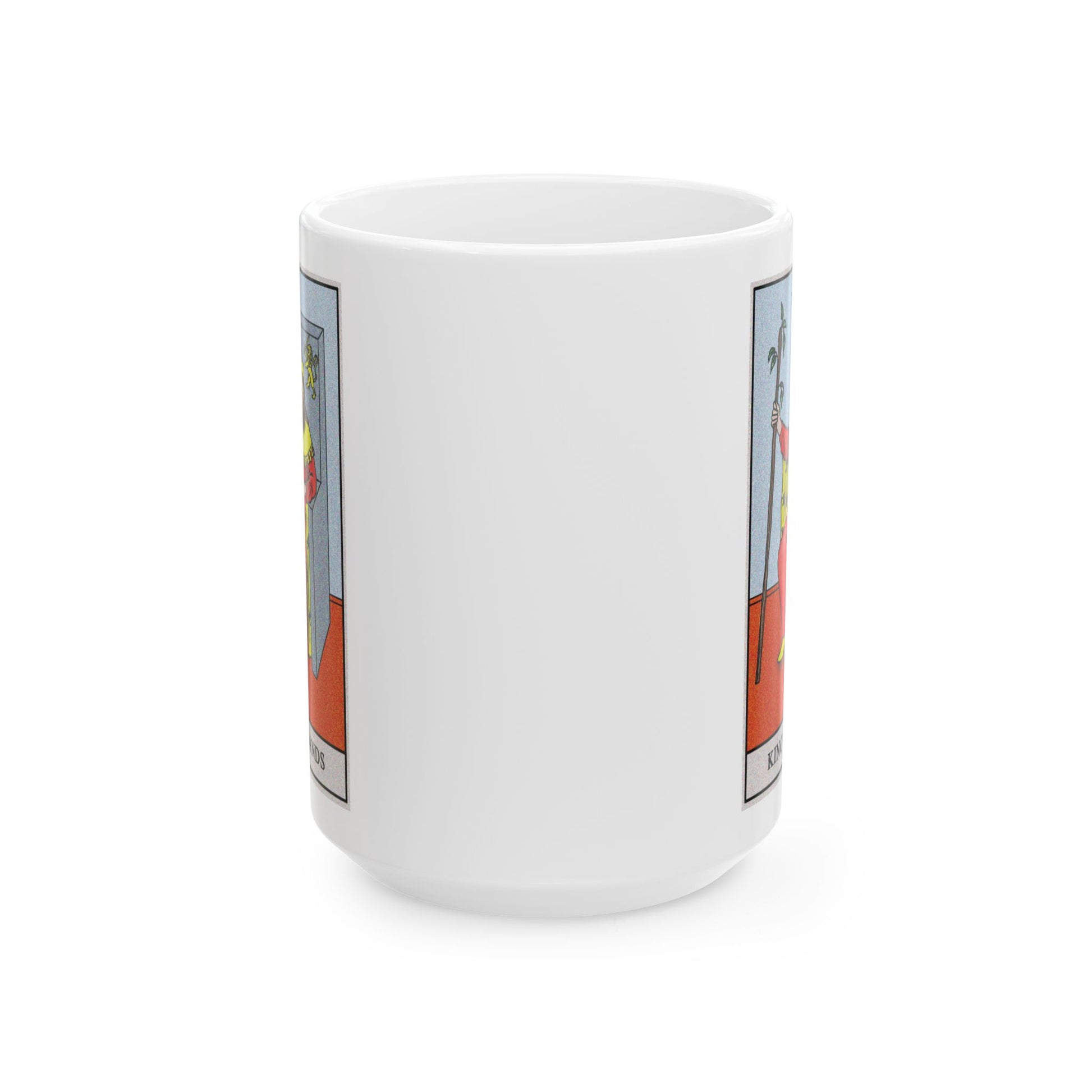 King of Wands Tarot Card Coffee Mug - Double Sided White Ceramic 15oz by TheGlassyLass.com