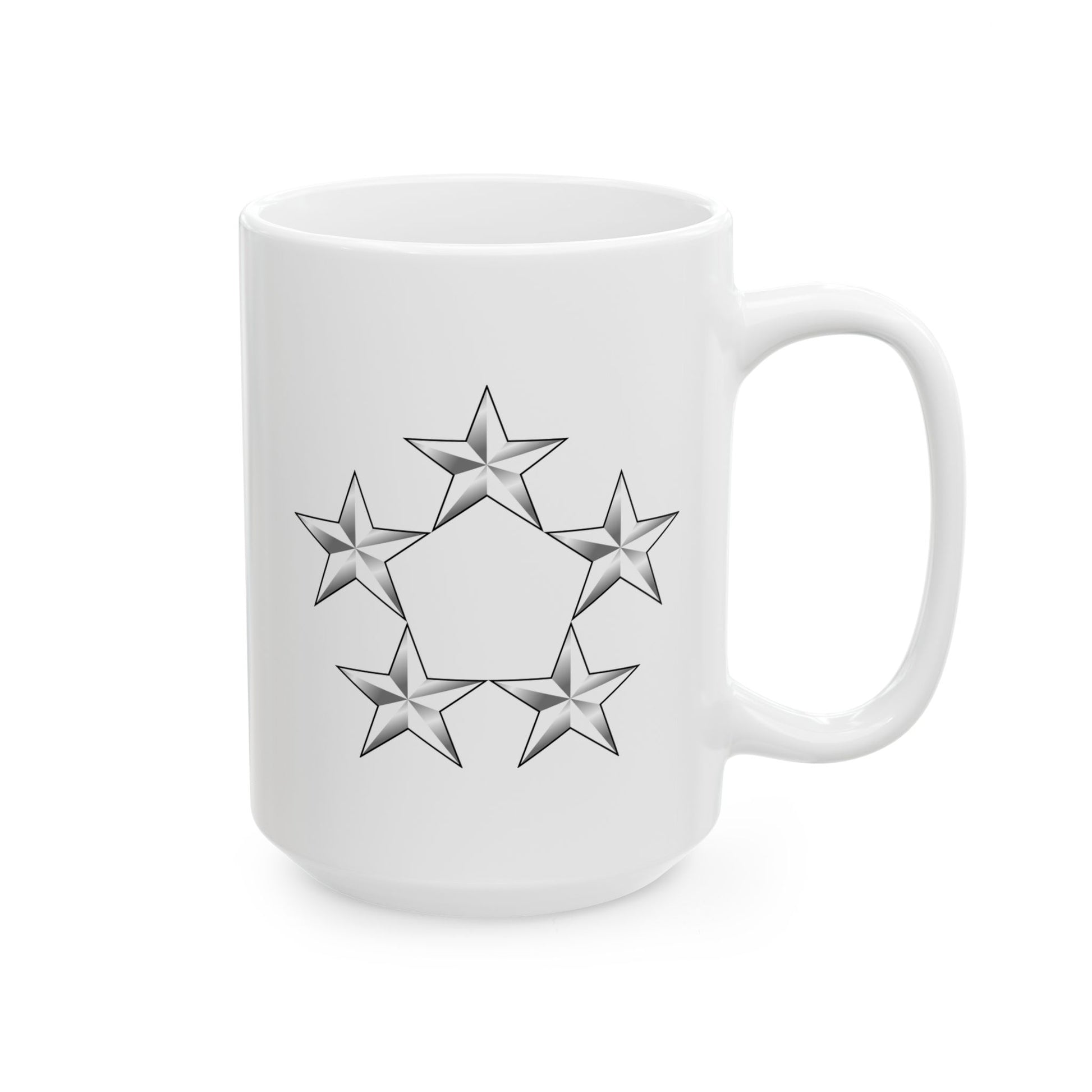 5 Star General Rank Insignia Coffee Mug - Double Sided White Ceramic 15oz by TheGlassyLass.com