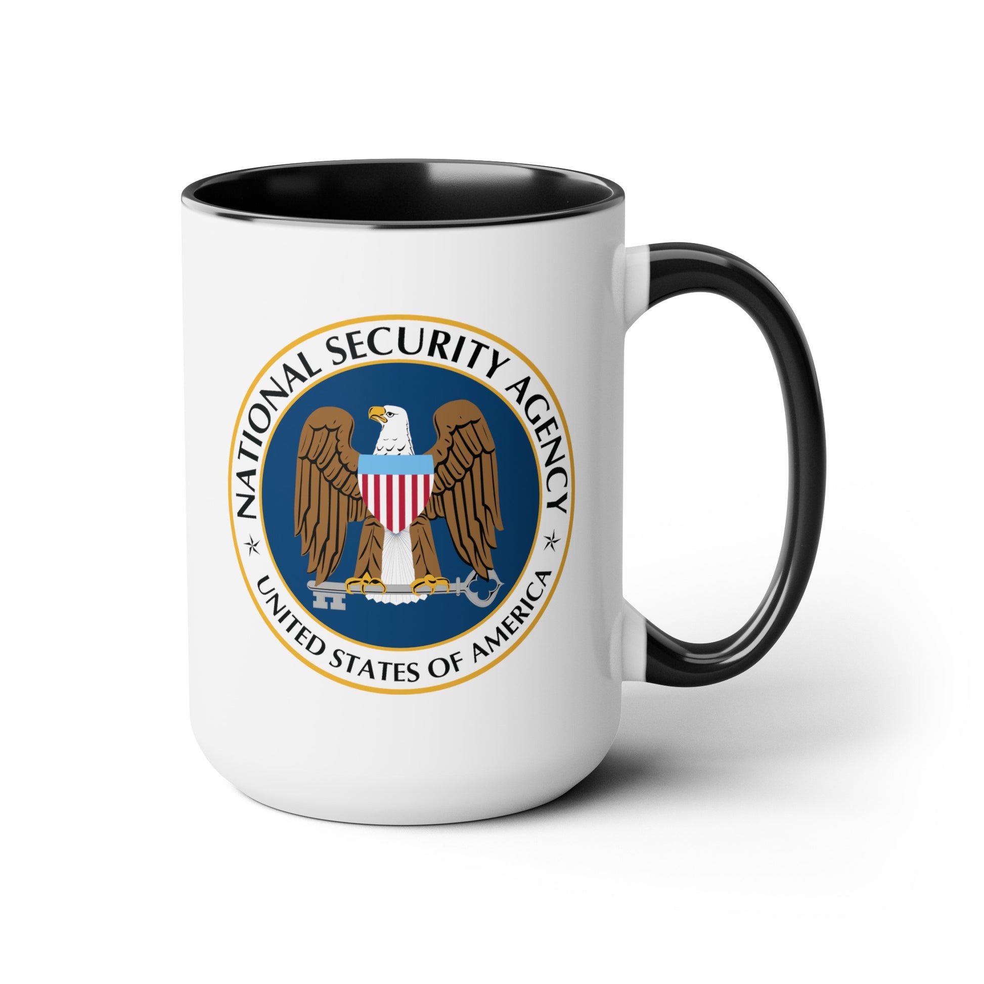 National Security Agency Coffee Mug - Double Sided Black Accent White Ceramic 15oz by TheGlassyLass.com