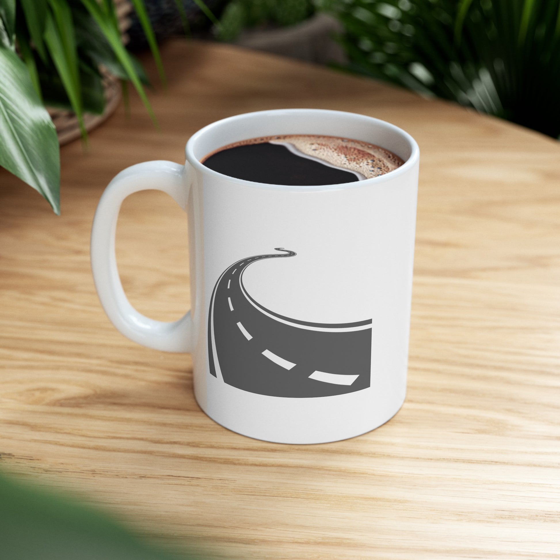 Long and Winding Road Coffee Mug - Double Sided White Ceramic 11oz by TheGlassyLass.com