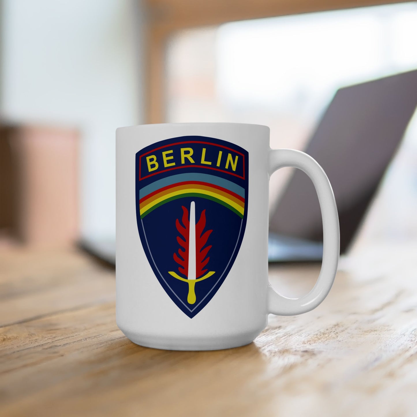 US Army Berlin Brigade Insignia - Double Sided White Ceramic Coffee Mug 15oz by TheGlassyLass.com