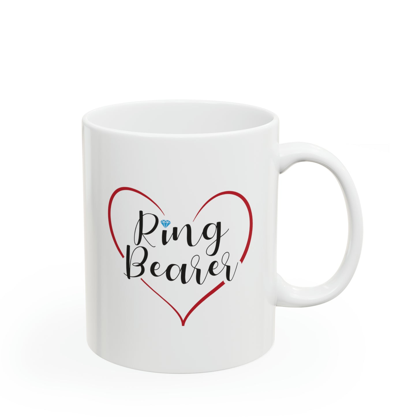 Ring Bearer Cocoa Mug - Double Sided 11oz White Ceramic by TheGlassyLass.com