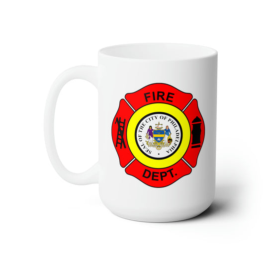 Philadelphia Fire Department Coffee Mug - Double Sided White Ceramic 15oz by TheGlassyLass