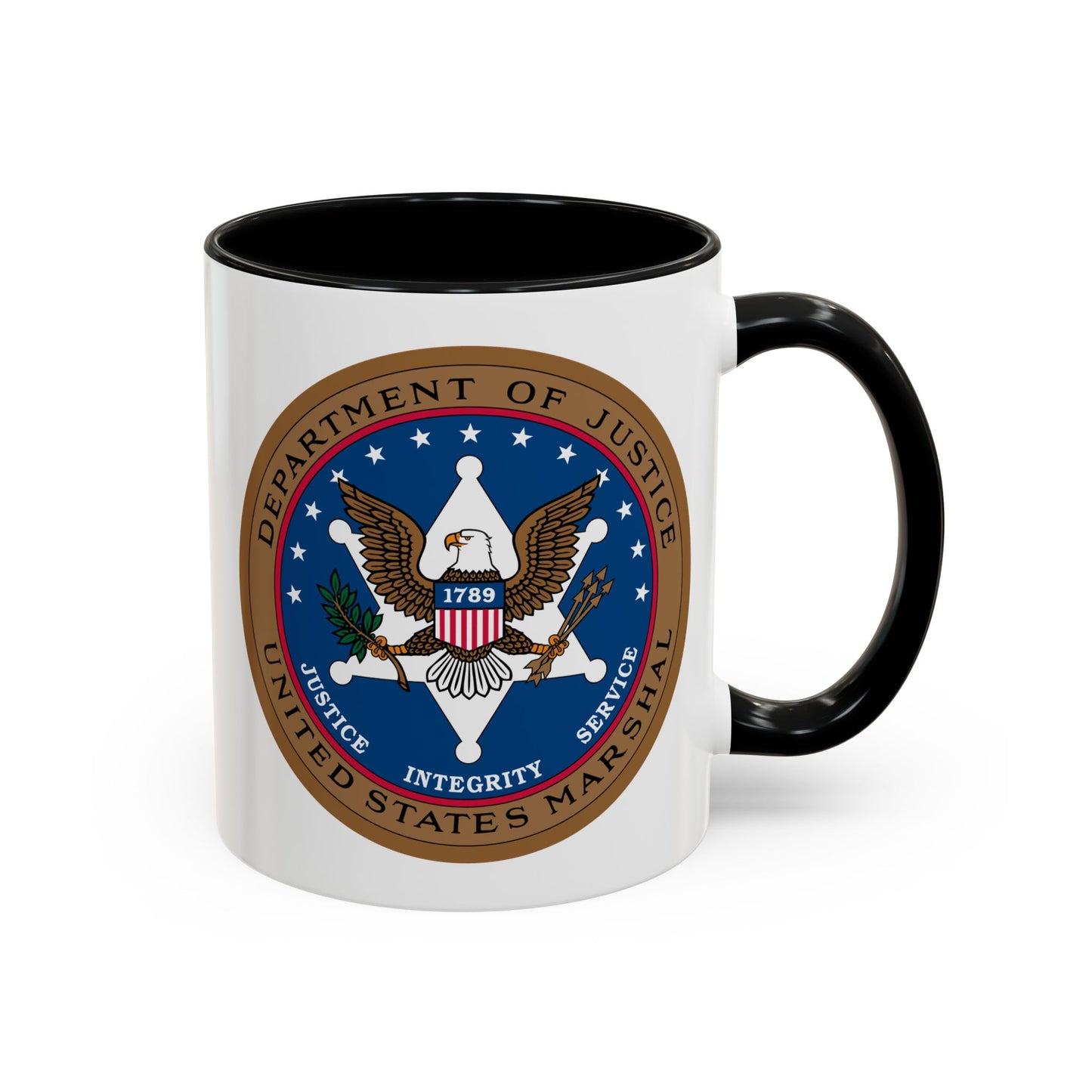 US Marshal Seal Coffee Mug - Double Sided Print, Black Accent White Ceramic, 11oz by TheGlassyLass.com