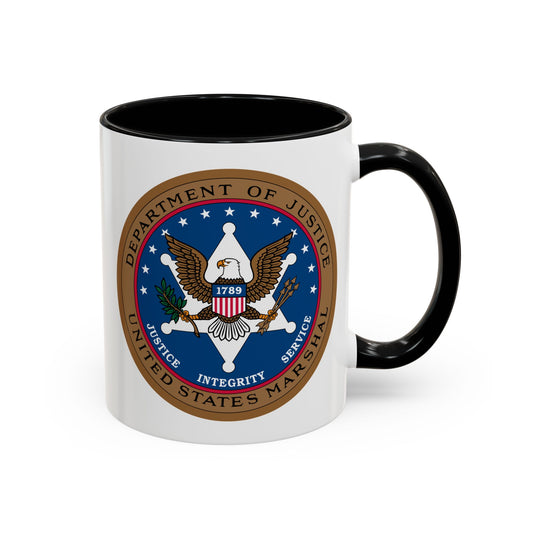 US Marshal Seal Coffee Mug - Double Sided Print, Black Accent White Ceramic, 11oz by TheGlassyLass.com