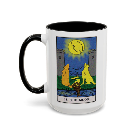 The Moon Tarot Card Coffee Mug - Double Sided Print, White Ceramic, 11oz by TheGlassyLass.com