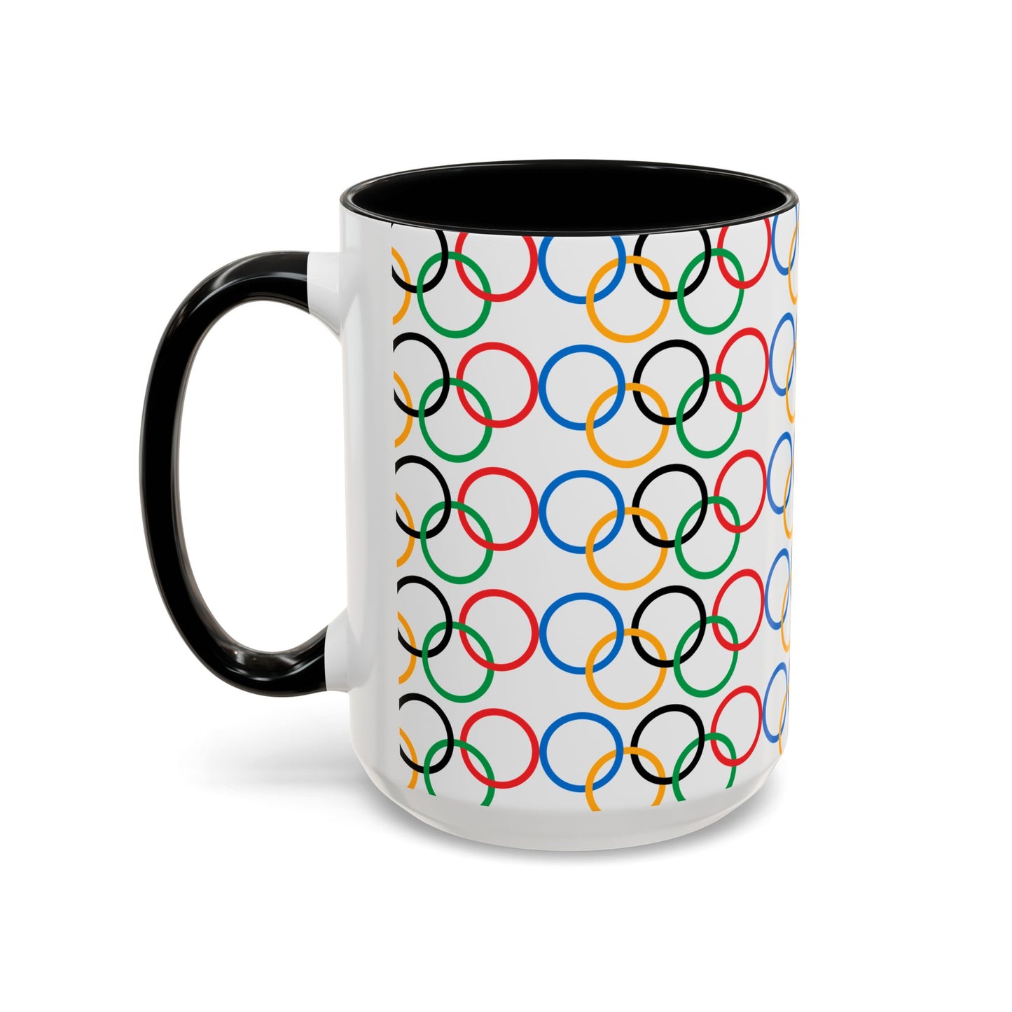 Olympic Fever Coffee Mug - Double Sided Black Accent White Ceramic 15oz by TheGlassyLass.com