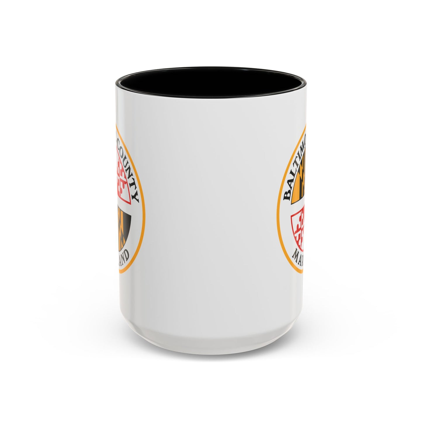 Baltimore County Seal Coffee Mug - Double Sided Print, Black Accent White Ceramic, 15oz by TheGlassyLass.com