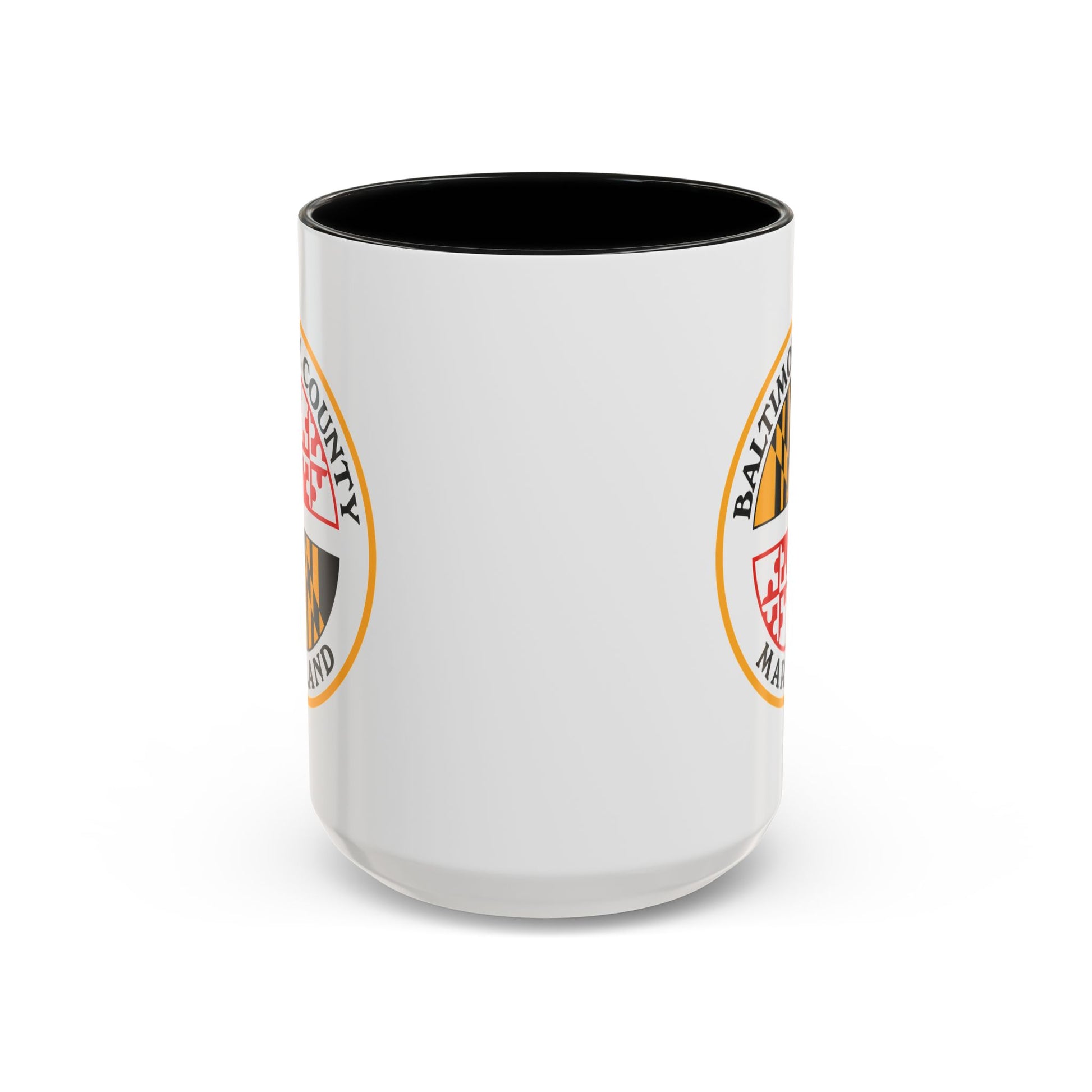 Baltimore County Seal Coffee Mug - Double Sided Print, Black Accent White Ceramic, 15oz by TheGlassyLass.com