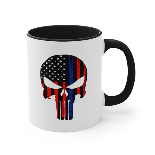 Blue Lives Matter Coffee Mug - Double Sided Black Accent White Ceramic 11oz by TheGlassyLass.com