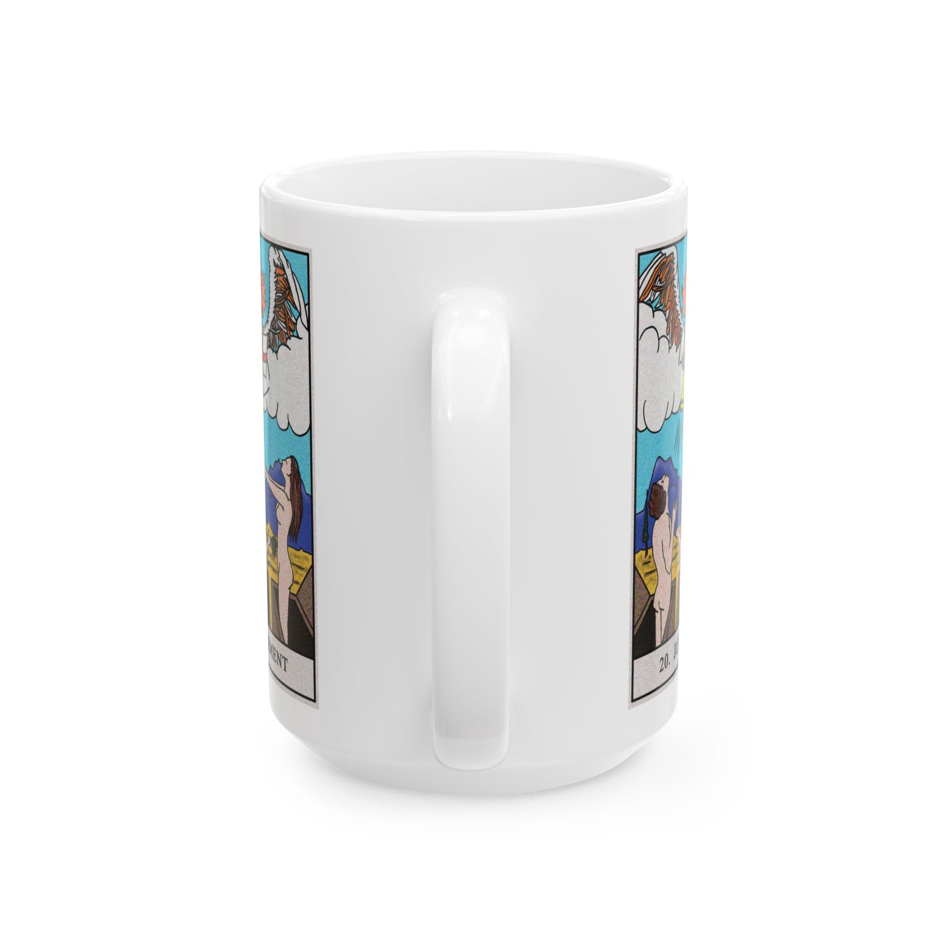 The Judgement Tarot Card Coffee Mug - Double Sided White Ceramic 15oz by TheGlassyLass.com