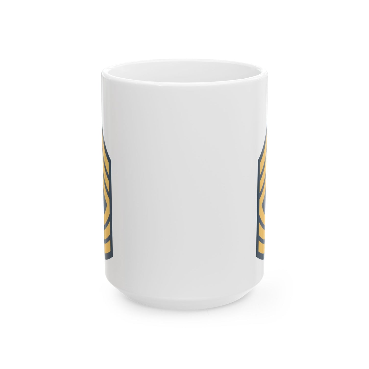 US Army First Sergeant (E-8) Stripes Coffee Mug - Double Sided Print, White Ceramic, 15oz by TheGlassyLass.com