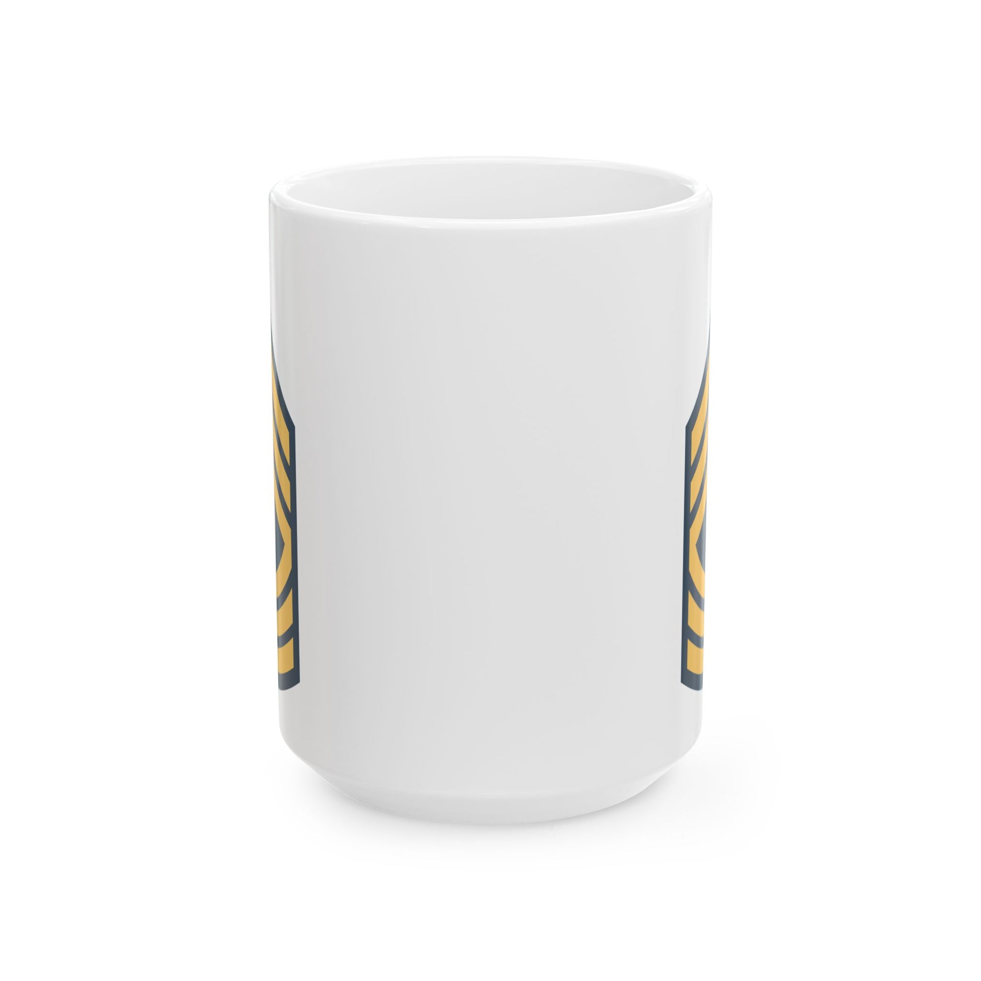 US Army First Sergeant (E-8) Stripes Coffee Mug - Double Sided Print, White Ceramic, 15oz by TheGlassyLass.com