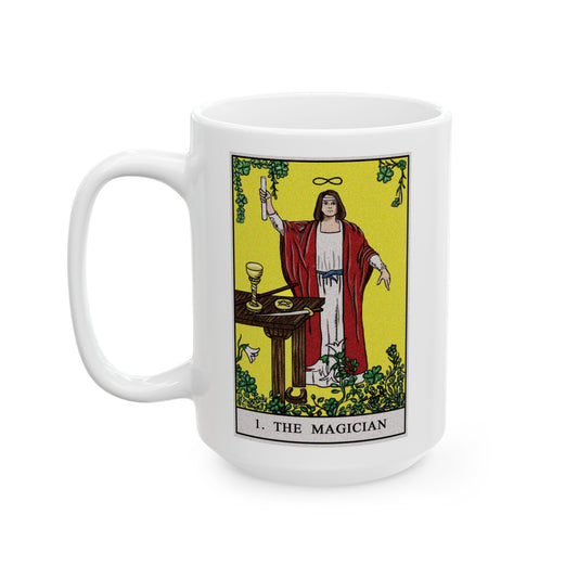 The Magician Tarot Card Coffee Mug - Double Sided White Ceramic 15oz by TheGlassyLass.com