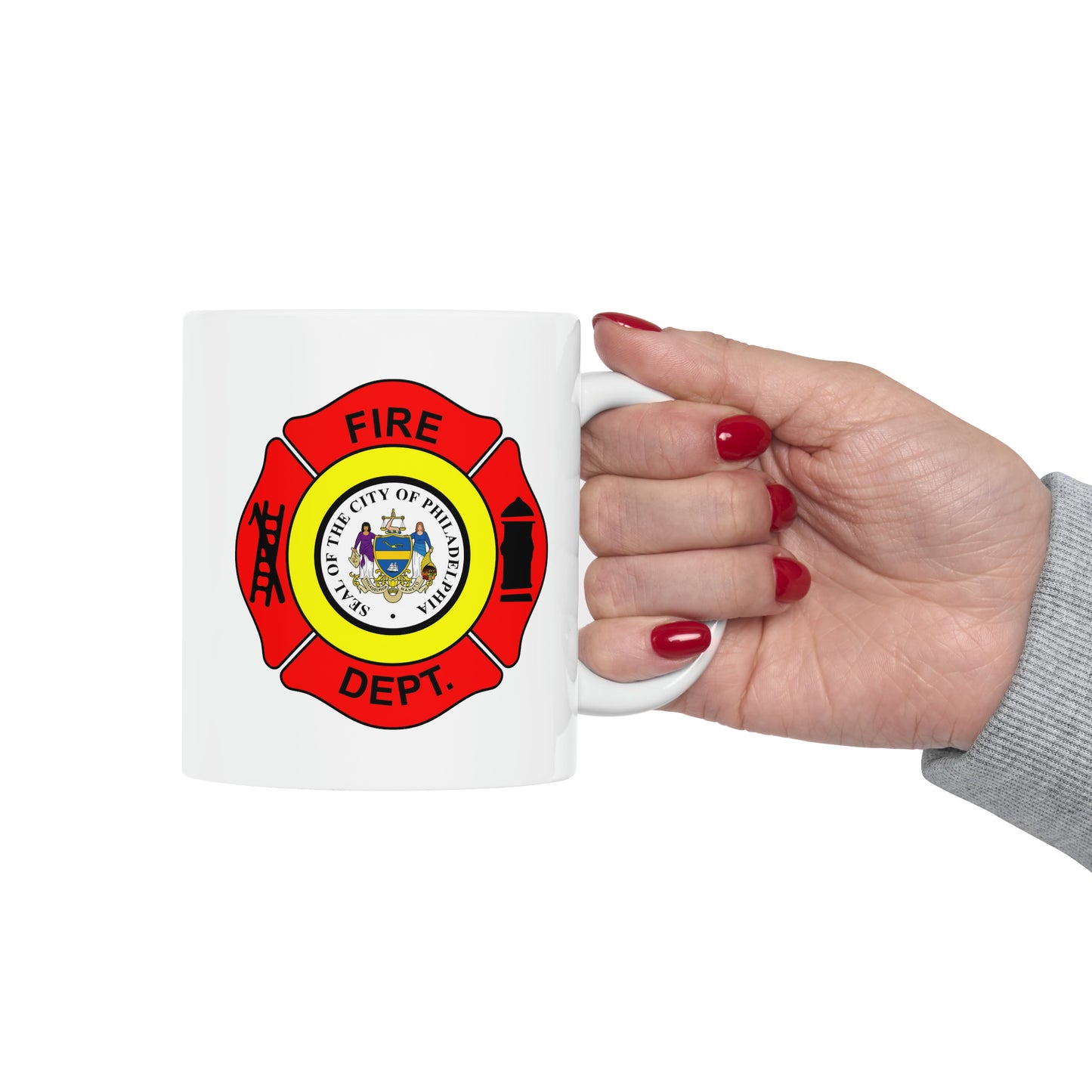Philadelphia Fire Department Coffee Mug - Double Sided White Ceramic 11oz by TheGlassyLass