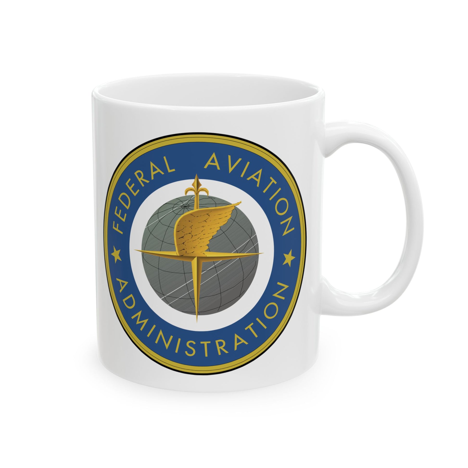 Federal Aviation Administration (FAA) Coffee Mug - Double Sided Print, White Ceramic, 11oz by TheGlassyLass.com