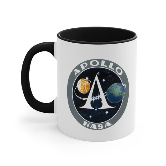 NASA Apollo Program Coffee Mug - Double Sided Black Accent White Ceramic 11oz by TheGlassyLass