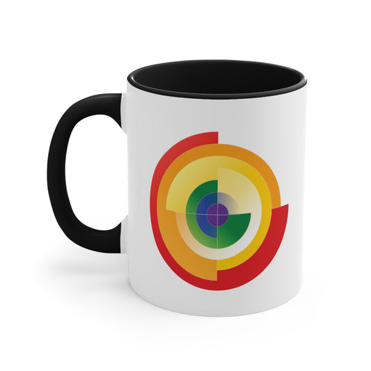 Rainbow Pride Flag Coffee Mug - Double Sided Black Accent White Ceramic 11oz by TheGlassyLass.com