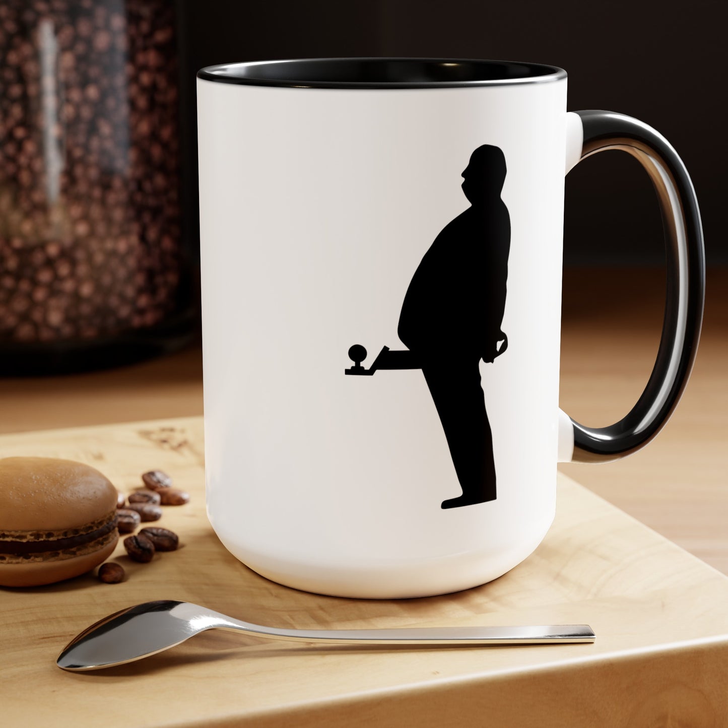 Hitchcock Presents Coffee Mug - Double Sided Black Accent White Ceramic 15oz by TheGlassyLass.com