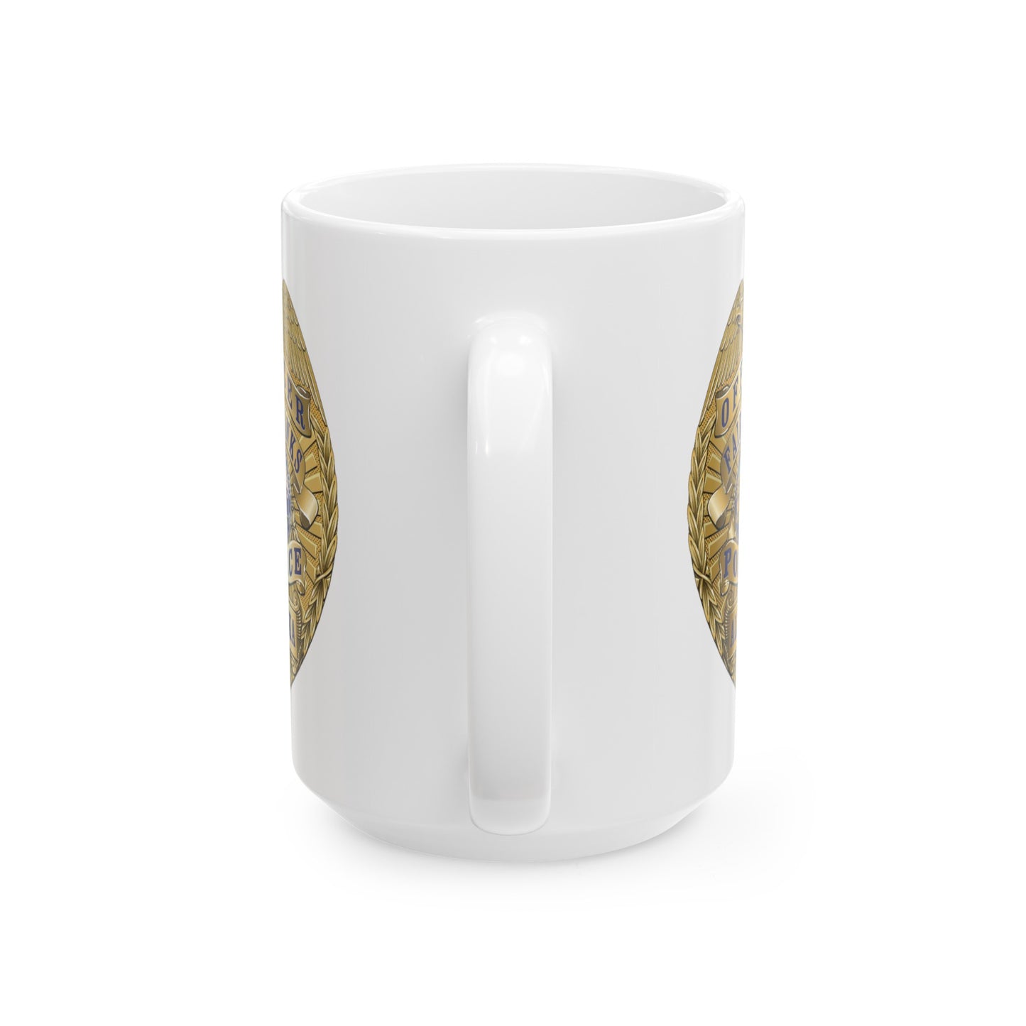 Fairbanks Police Department Badge Coffee Mug - Double Sided White Ceramic 15oz by TheGlassyLass.com