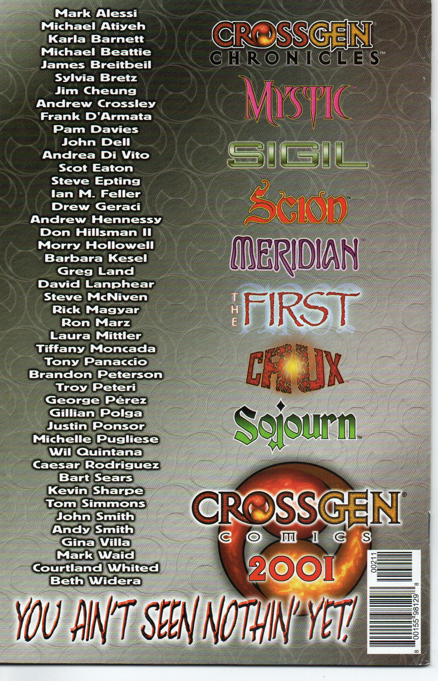 CrossGen Chronicles #2 Comic Book From TheGlassyLass.com - Back Cover