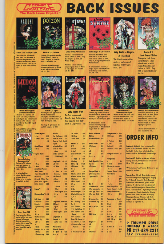 Kabuki Gallery #1C (Gold Foil Variant Cover) by David Mack Comic Book From TheGlassyLass.com - Back Cover