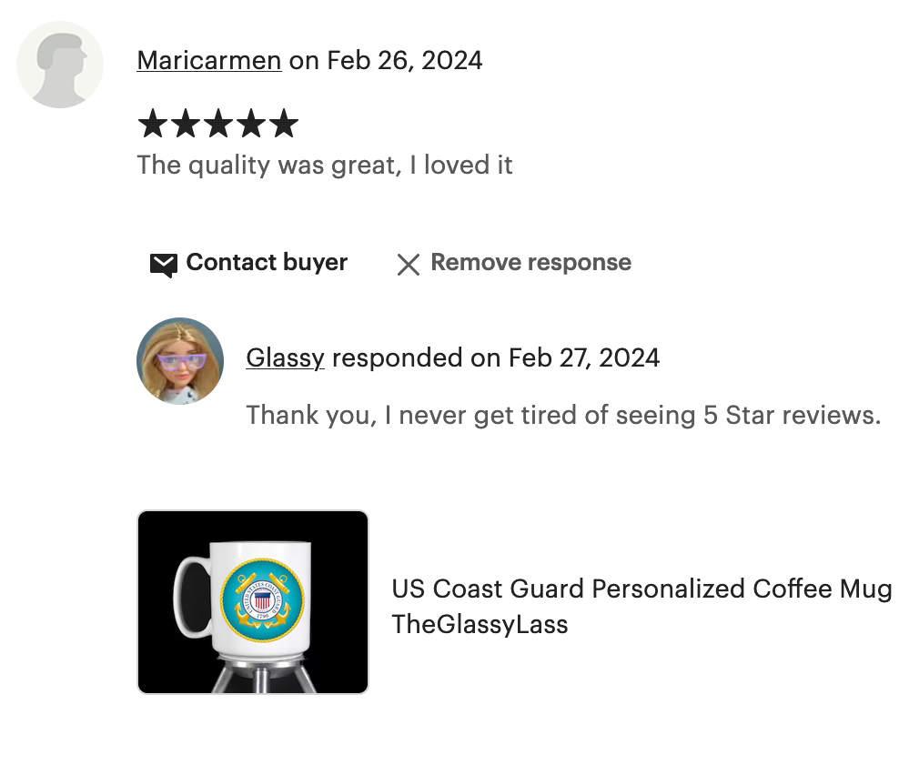 Coast Guard Coffee Mug Customer Review From Verified Shopper at TheGlassyLass.com